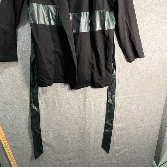 Attitudes by Renee Techno Crepe Blazer w/ Faux Leather Belt Black Size 2X - Picture 5 of 16